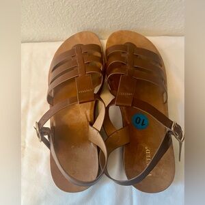 Wanted Tan Leather Strappy Sandals